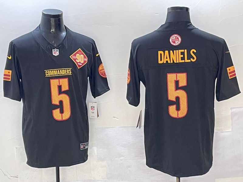 Men Washington Commanders #5 Daniels Black Throwback three generations 2025 Nike Limited NFL Jersey style 2->washington commanders->NFL Jersey